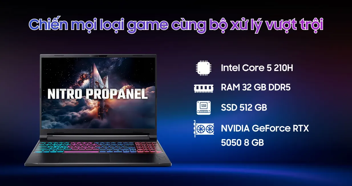 Laptop Acer Gaming Predator Helios Neo 16 AI ANV16S-71-58WQ C5-210H/32GD5/512GSSD/162K_180Hz /BT5/4C/W11/8GD7_RTX5050/ĐEN