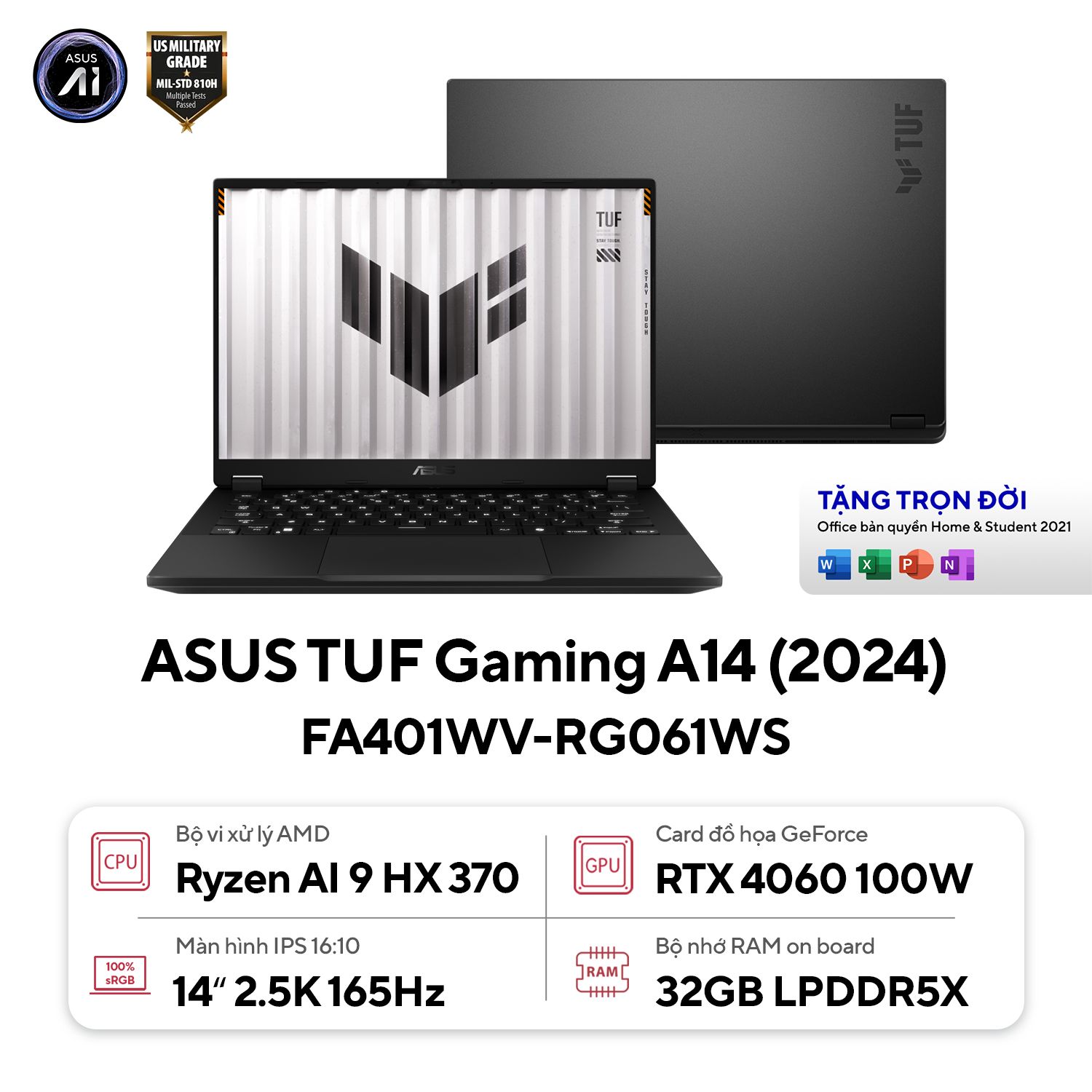 Laptop ASUS TUF Gaming A14 FA401WV-RG061WS Xám