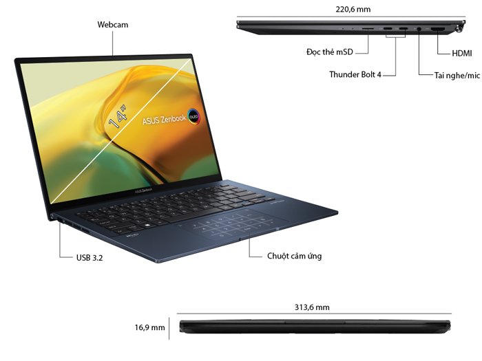 Laptop Asus Zenbook UX3402ZA-KM219W Xanh