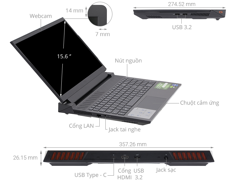 Laptop Dell Gaming G15 5530 i7H165W11GR4060