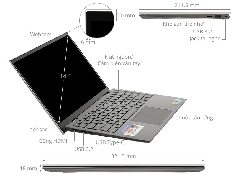 Laptop Dell Inspiron 5410 N4I5147W Bạc