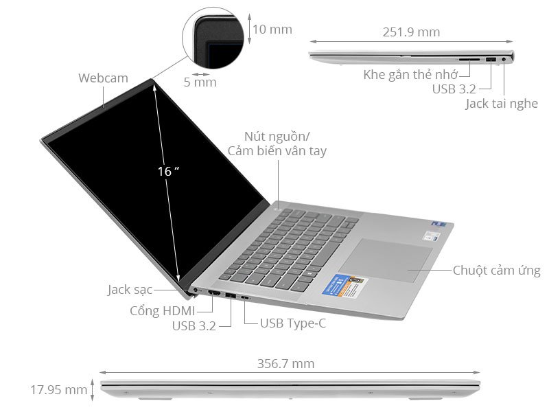 Laptop Dell Inspiron 5620 N6I7110W1 Bạc