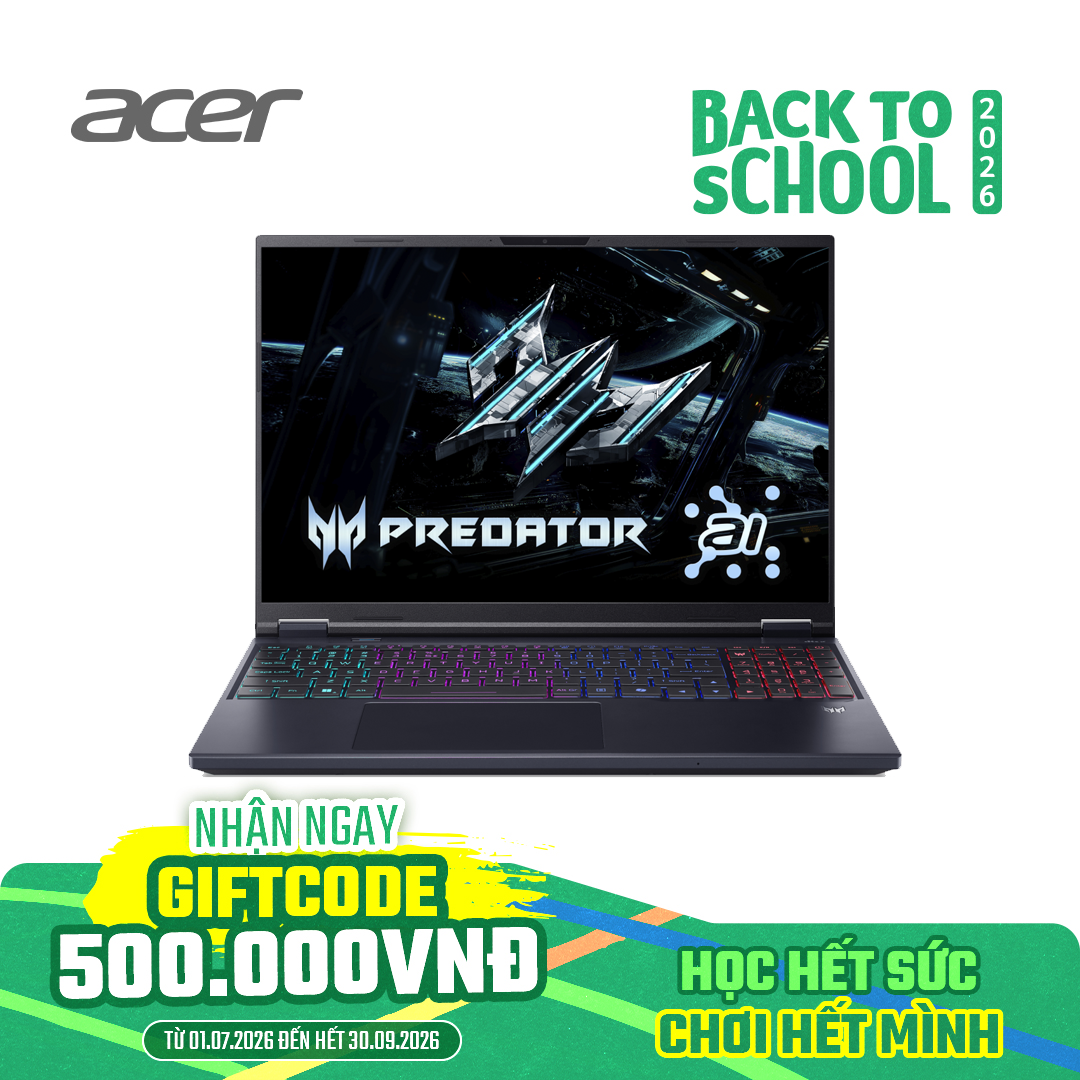 Laptop Gaming Predator Helios Neo 16 AI PHN16-73-98S4 U9-275HX/32GD5/1TGSSD/162K 240/W11/8GD7_RTX5060/ĐEN