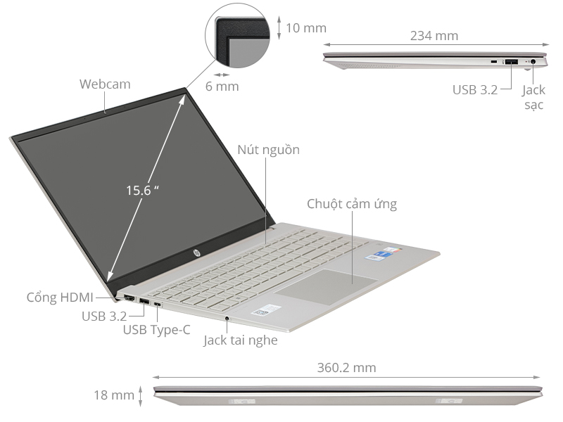 Laptop HP Pavilion 15-eg3093TU 8C5L4PA Vàng