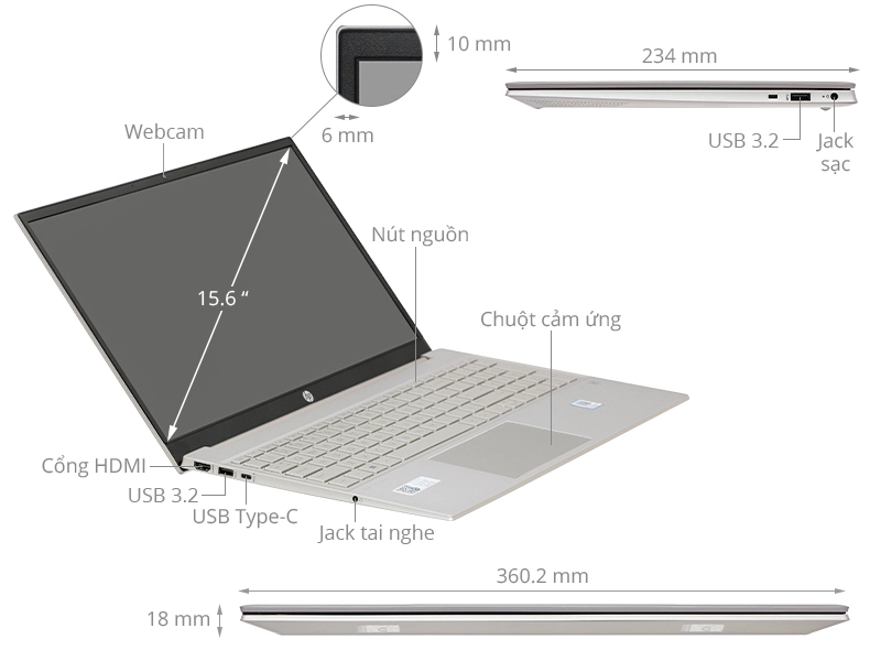 Laptop HP Pavilion 15-eg3098TU 8C5L9PA Vàng