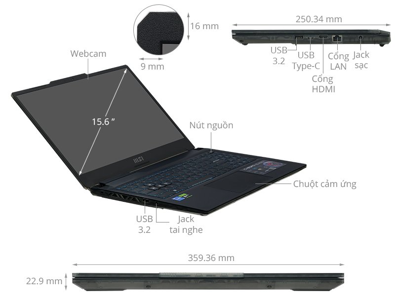 Laptop MSI Cyborg 15 A12UCX-281VN