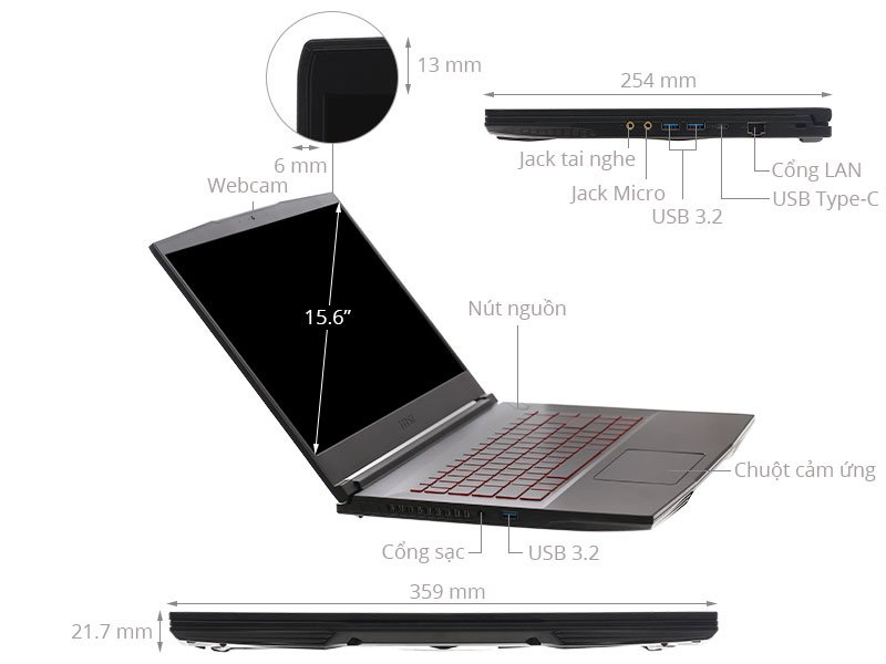 Laptop MSI GF63 Thin 11UC-1228VN