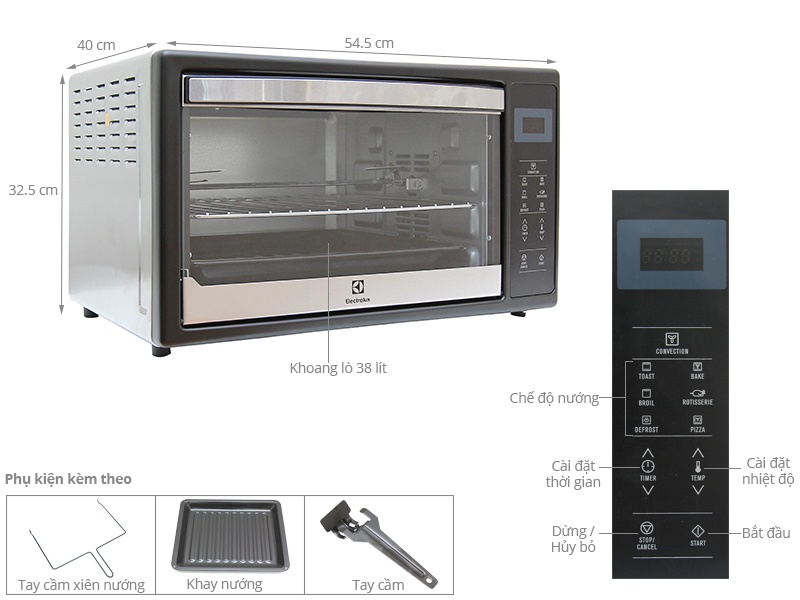 Lò nướng 38L Electrolux EOT38DXB