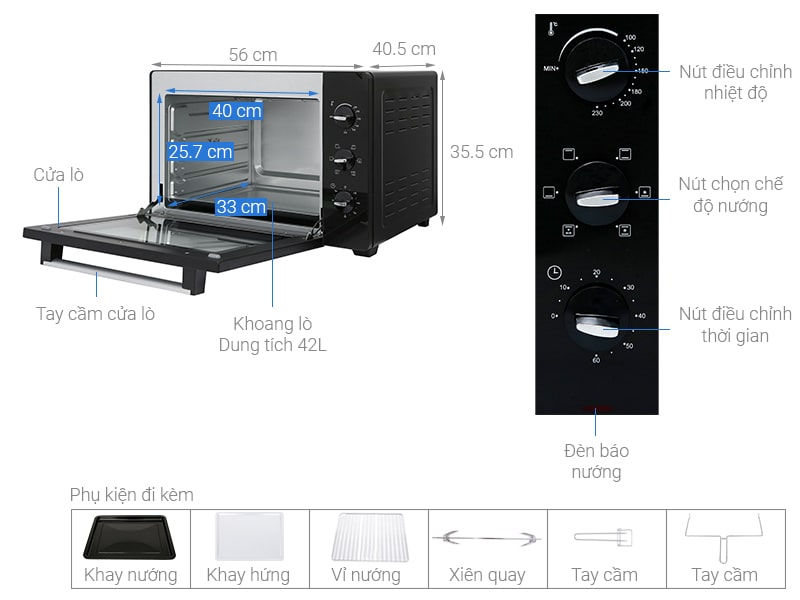 Lò nướng 42L Bluestone EOB-7588