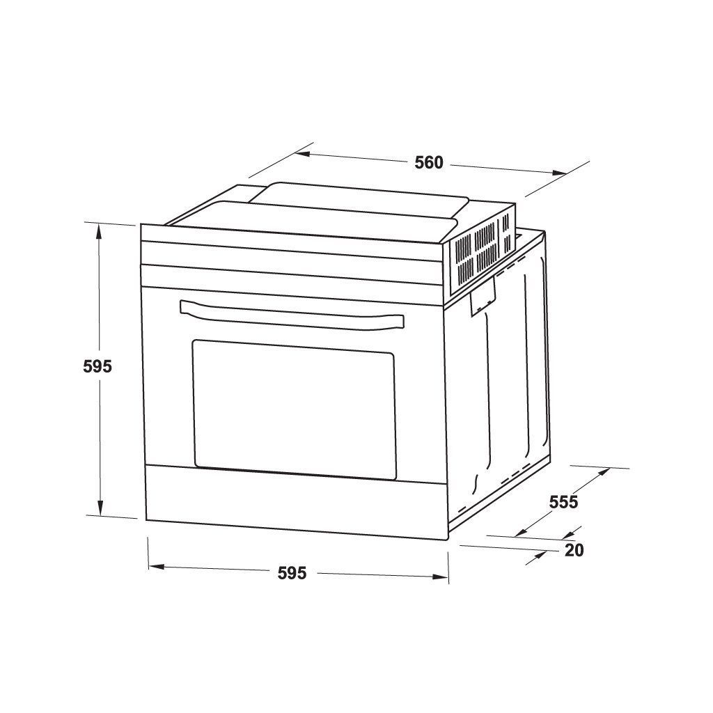 Lò nướng âm tủ Hafele, 60 cm, 70 lít, Series 400 HO-4KT70A /538.61.442