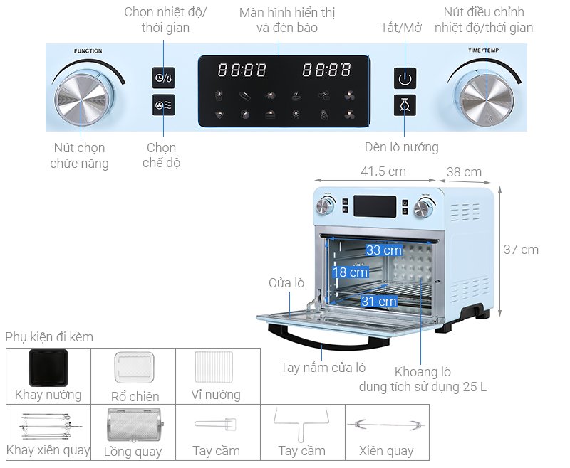 Lò nướng kiêm nồi chiên không dầu UNIE Q36