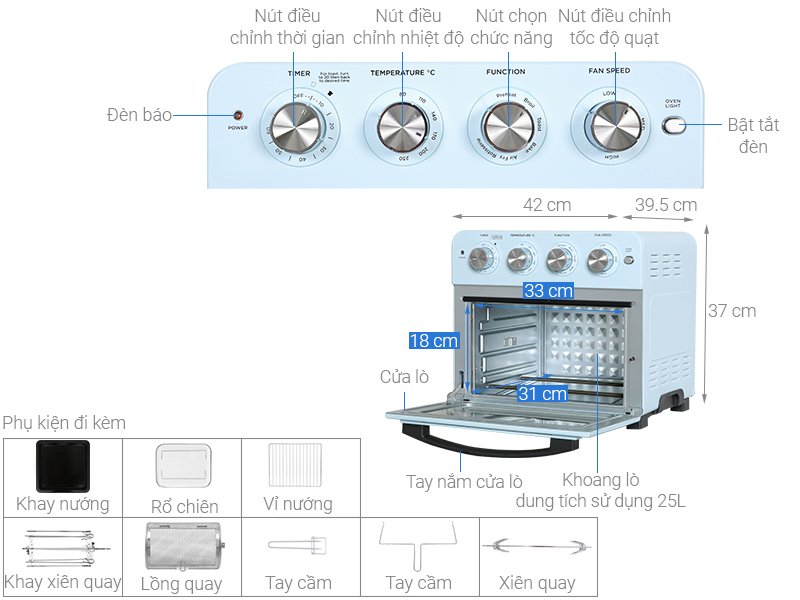 Lò nướng kiêm nồi chiên không dầu UNIE Q37