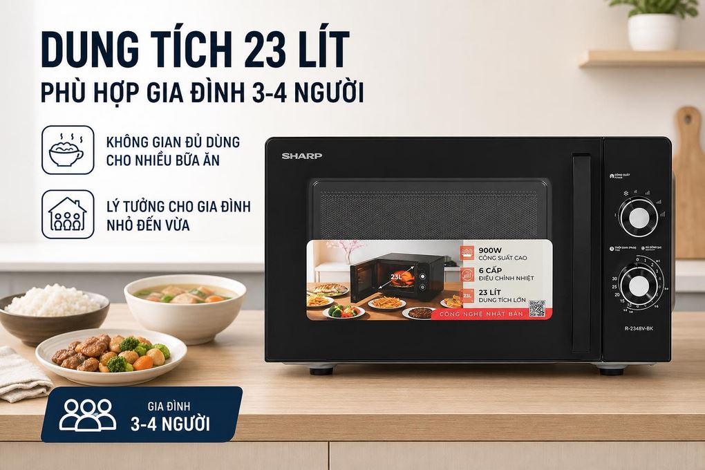 Lò vi sóng 23L Sharp R-2348V-BK