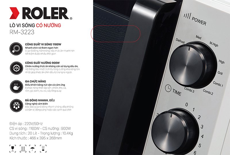 Lò vi sóng có nướng 20L Roler RM-3223
