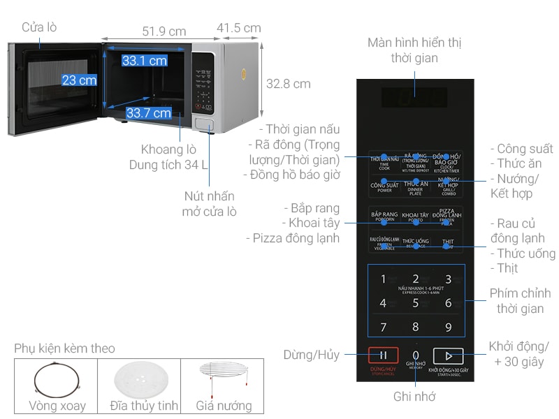 Lò vi sóng Điện tử có nướng 34L Toshiba ER-SGS34(S1)VN-Thailand