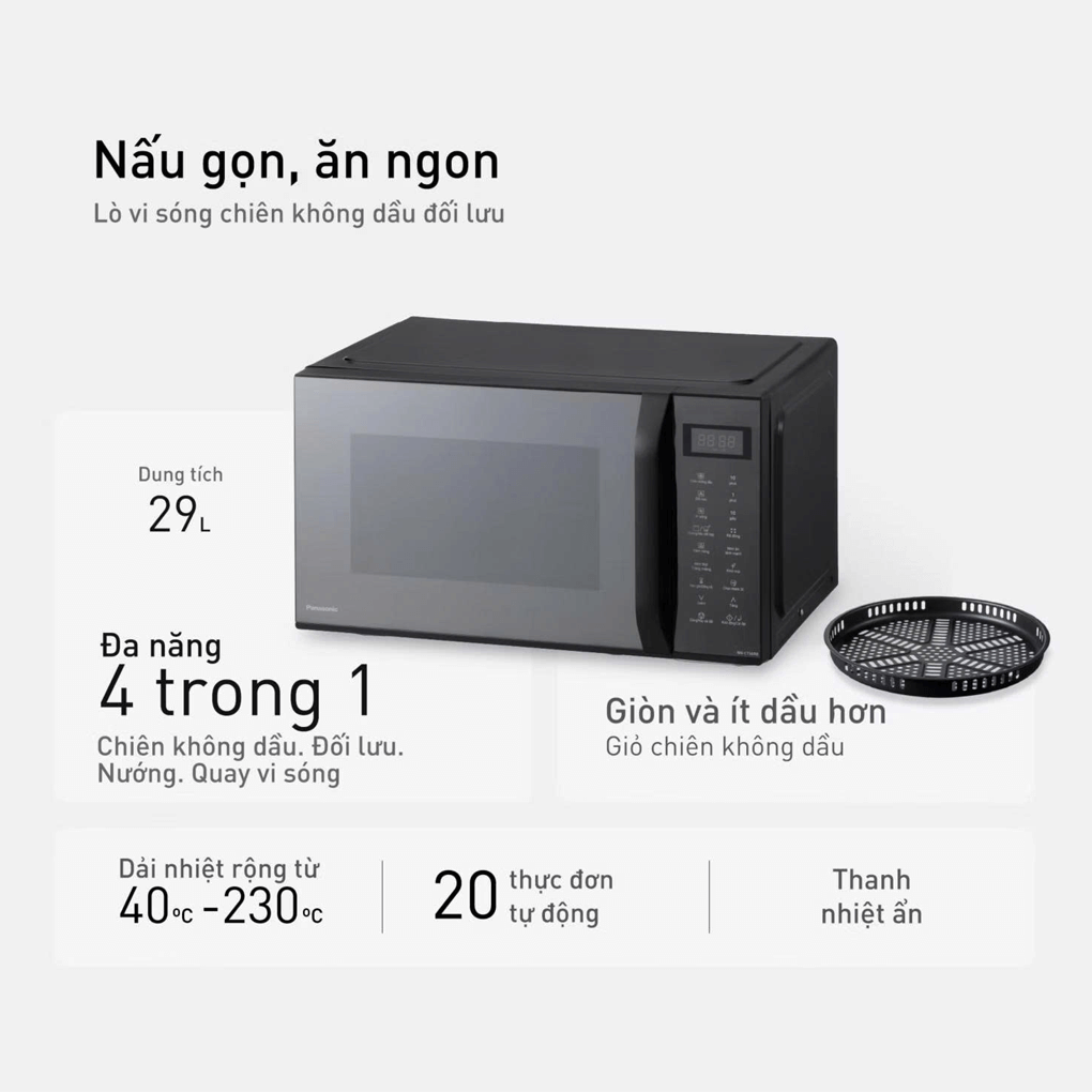 Lò vi sóng kết hợp chiên không dầu 29L Panasonic NN-CT56RBYUE