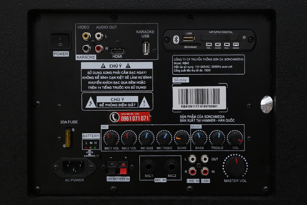 Loa kéo Acnos KB41 (Kèm 2 mic) 400W Bass 40cm 15''