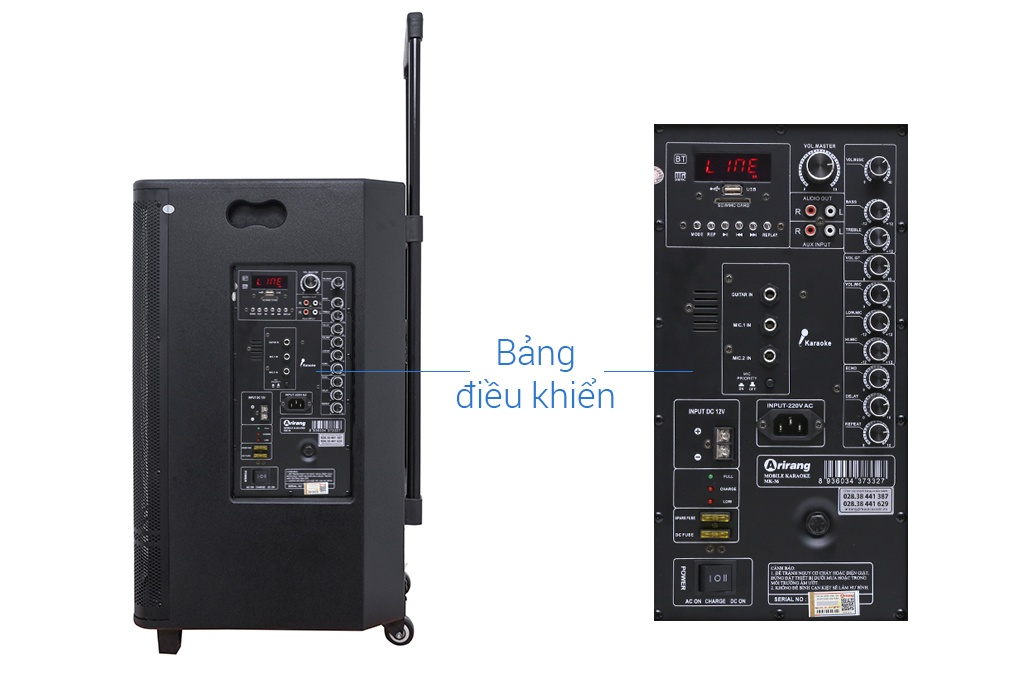 Loa kéo Arirang MK36 (Kèm 2 micro ko dây) 600W Bass 40cm