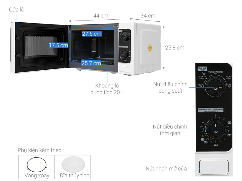 Lò vi sóng cơ 20L Toshiba ER-SM20(W1)VN - Thailand