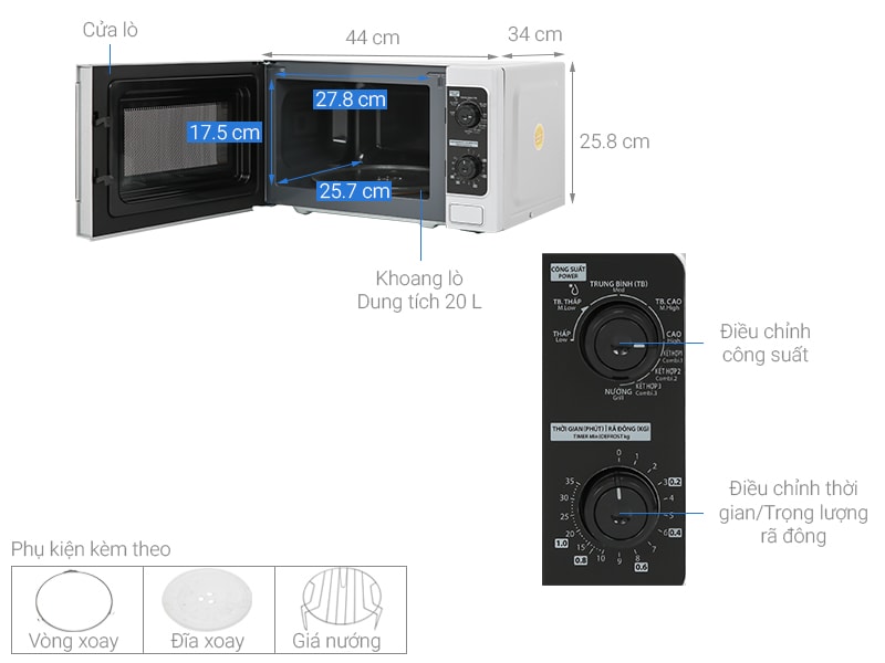 Lò vi sóng cơ có nướng 20L Toshiba ER-SGM20(S1)VN-Thailan