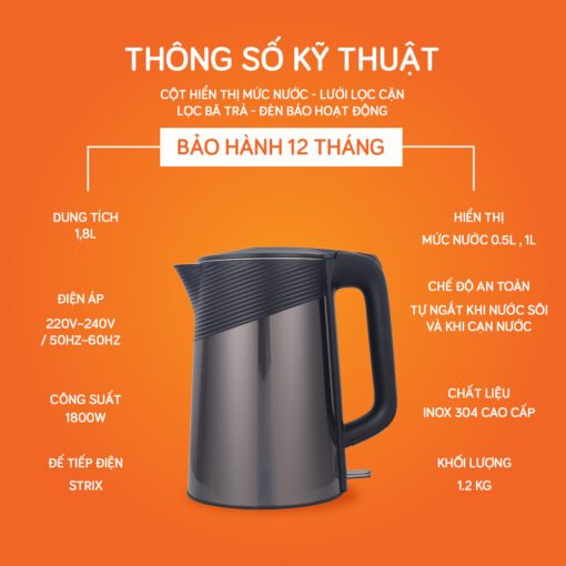 Ấm siêu tốc Unie 1.8L UE-302