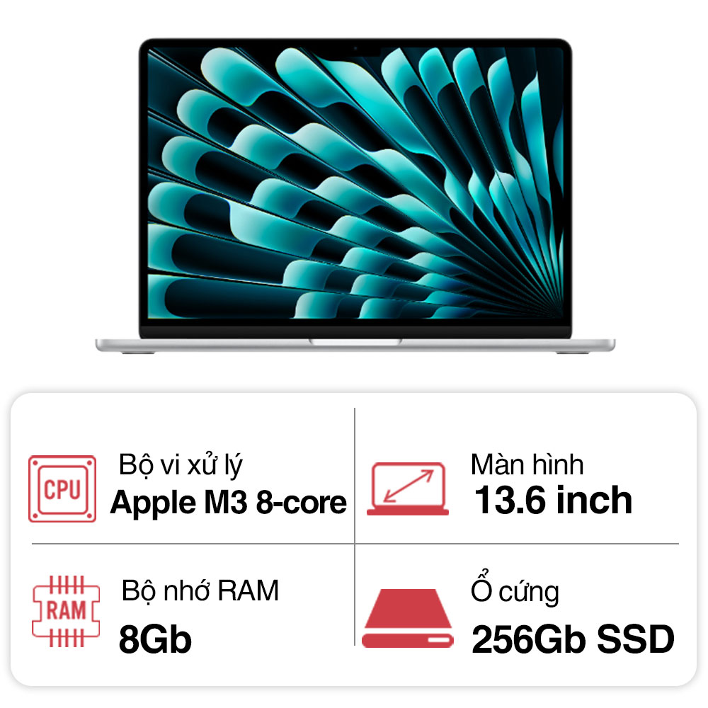 MacBook Air 13 inch M3 MRXQ3SA/A Silver