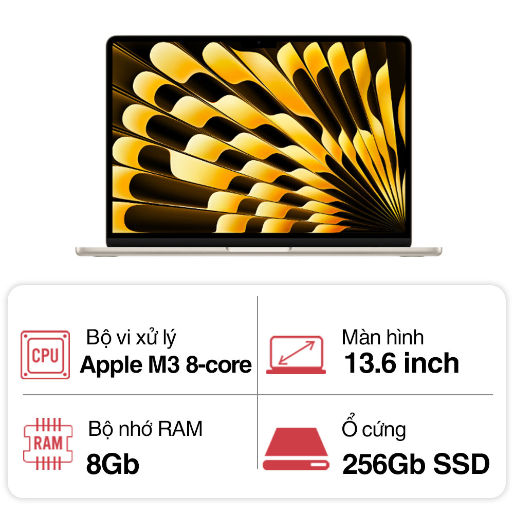 MacBook Air 13 inch M3 MRXT3SA/A Starlight