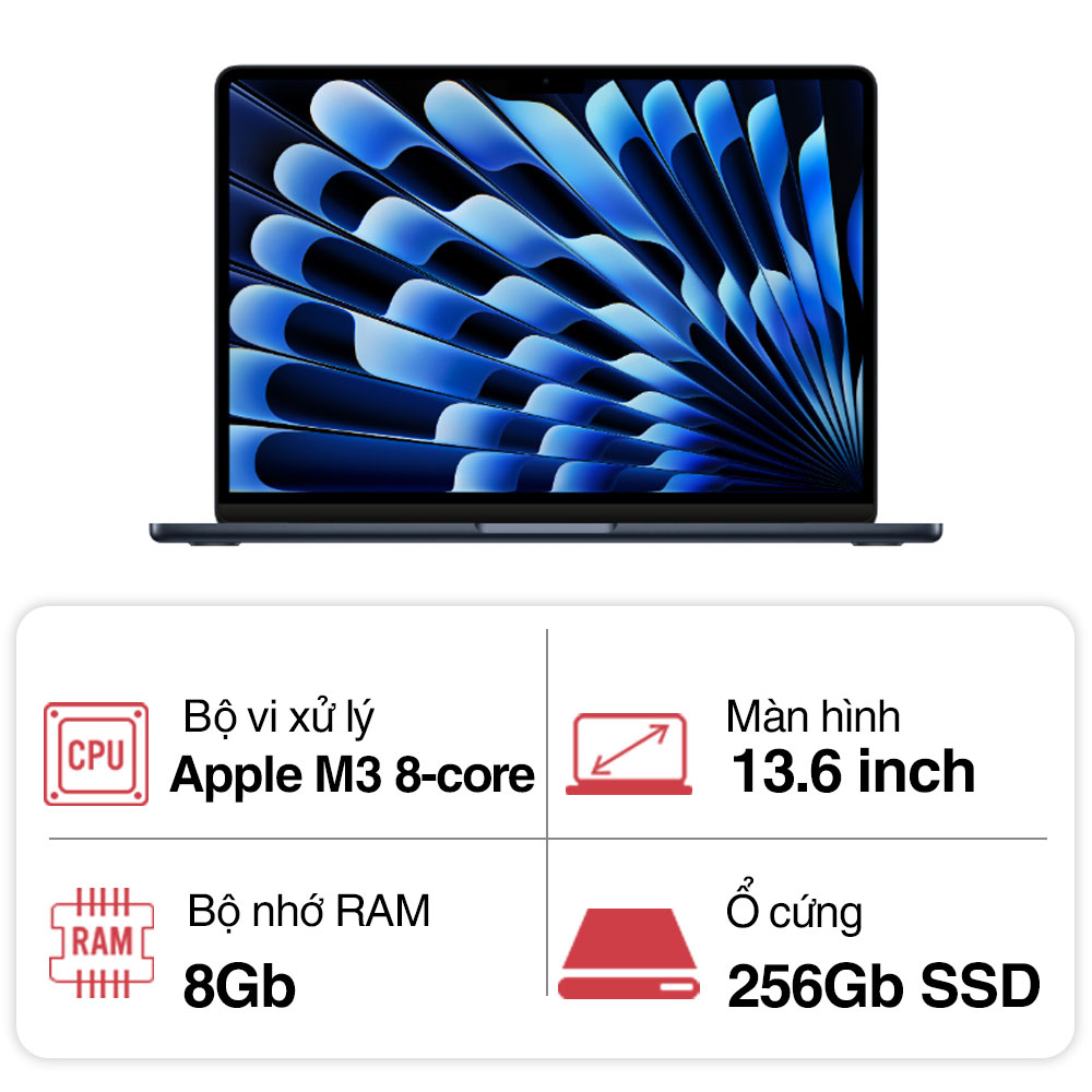 MacBook Air 13 inch M3 MRXV3SA/A Midnight