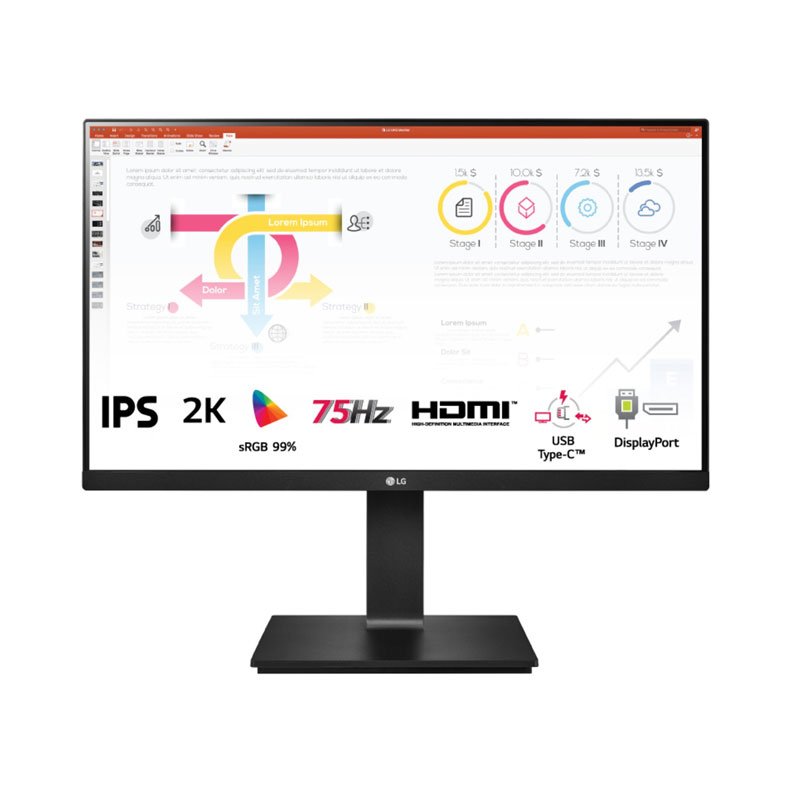 Màn hình LG 24QP750-B (23.8inch/QHD/IPS/75Hz/5ms/240nits/HDMI+DP+USBC+Audio/FreeSync)