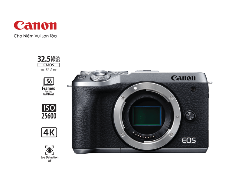 Máy ảnh Canon EOS M6 Mark II Body BK/SIL (Đen/Bạc)