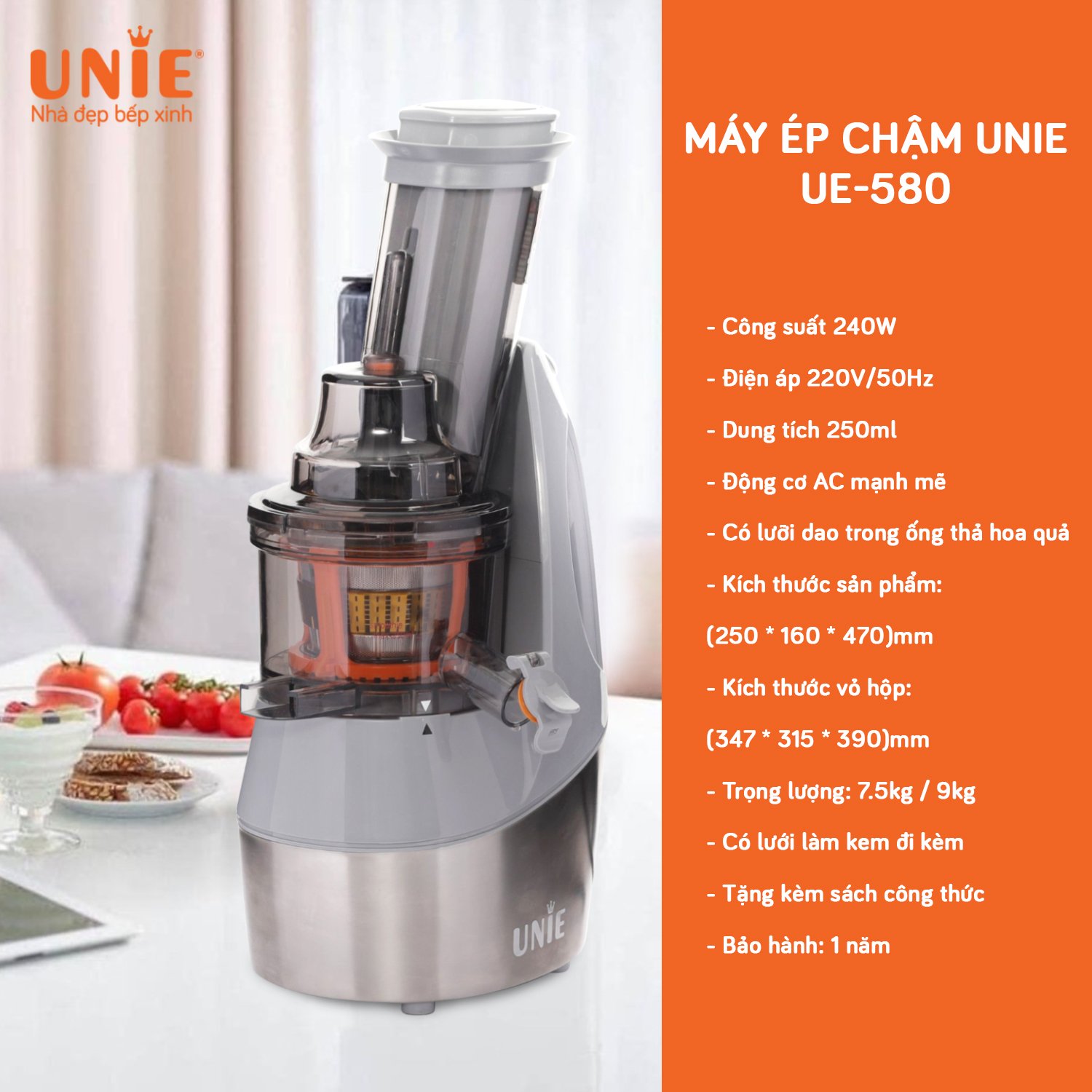 Máy ép chậm Unie UE-580