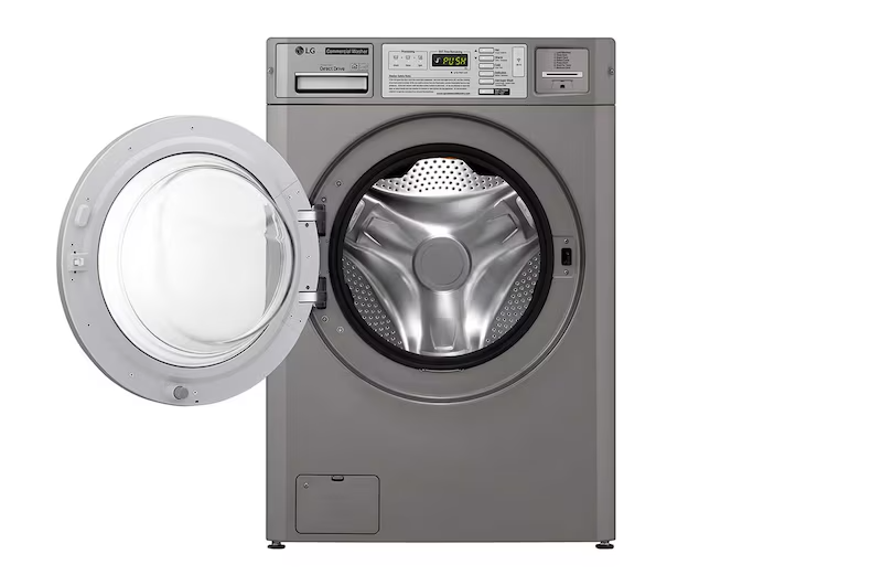 Máy giặt - sấy công nghiệp LG (13/10.2kg) loại xếp chồng quần áo cho tiệm giặt Coin type màu bạc sấy bằng điện CWG27.CDT27S
