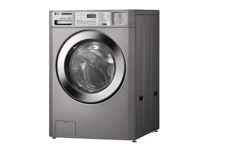 Máy giặt - sấy công nghiệp LG (13/10.2kg) loại xếp chồng quần áo cho tiệm giặt Coin type màu bạc sấy bằng điện CWG27.CDT27S
