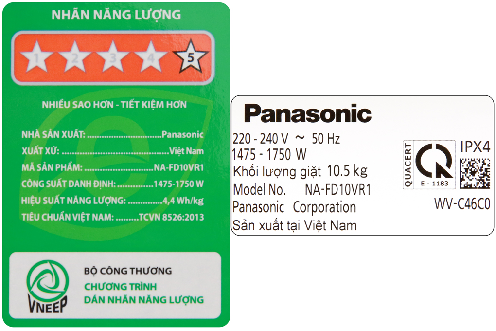 Máy giặt 10.5 Kg Panasonic NA-FD10VR1BV Inverter