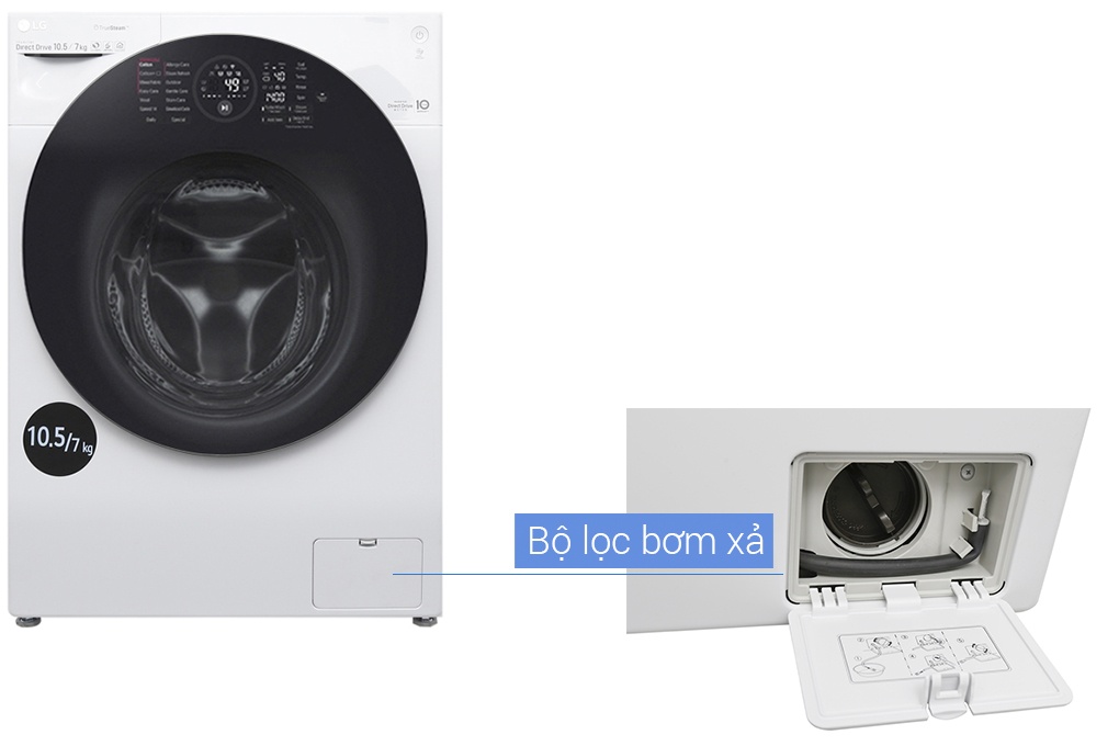 Máy giặt 10.5 Kg + sấy 7 Kg Main Wash LG FG1405H3W Inverter