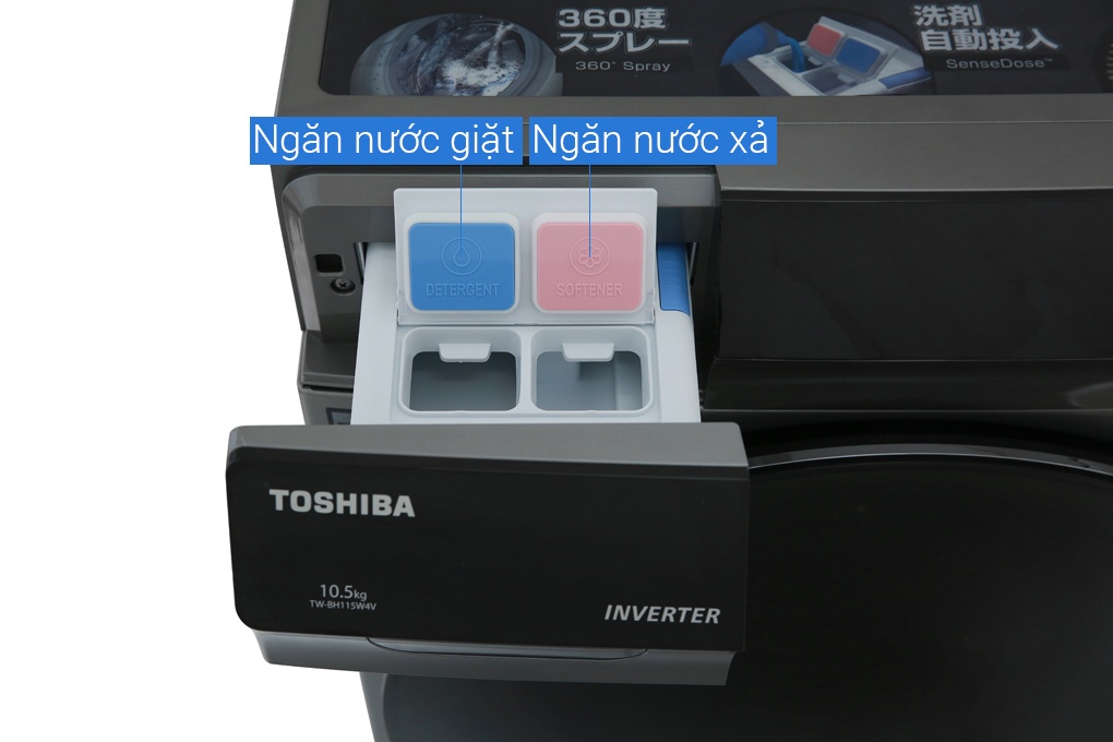 Máy giặt lồng ngang Toshiba Inverter 10,5Kg TW-BH115W4V(SK)