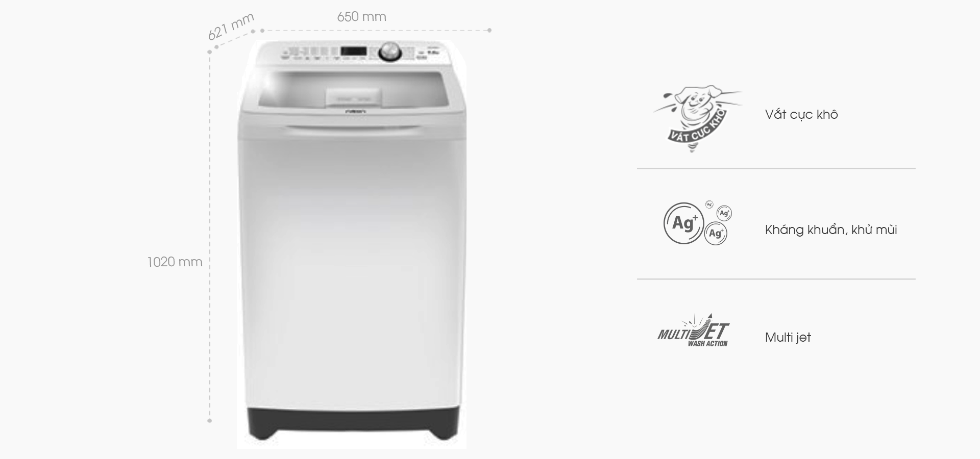 Máy giặt 10kg AQUA AQW-FR100ET.W