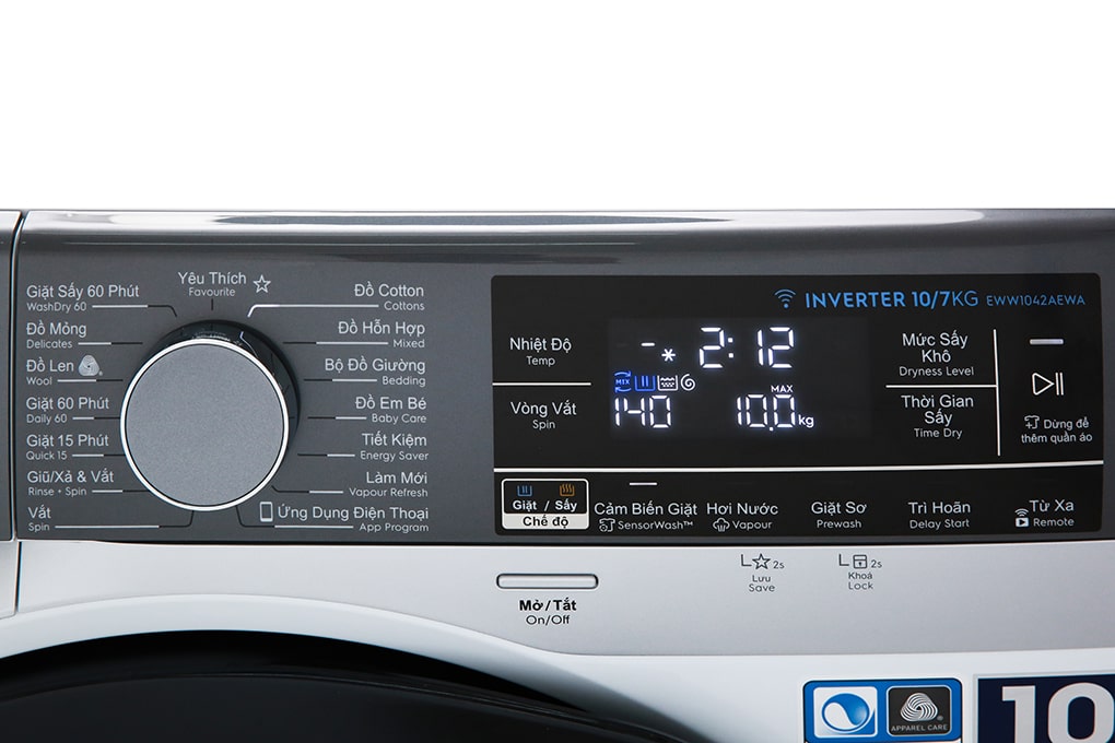 Máy giặt 10kg + Sấy 7kg Electrolux EWW1042AEWA