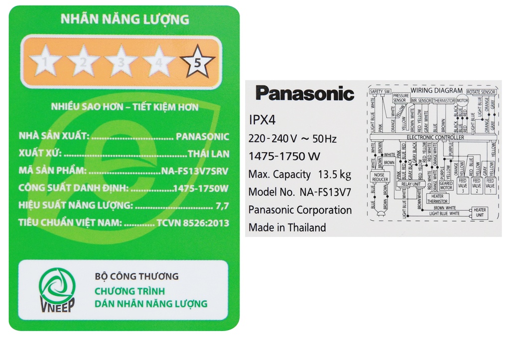 Máy giặt 13.5 Kg Panasonic NA-FS13V7SRV lồng đứng