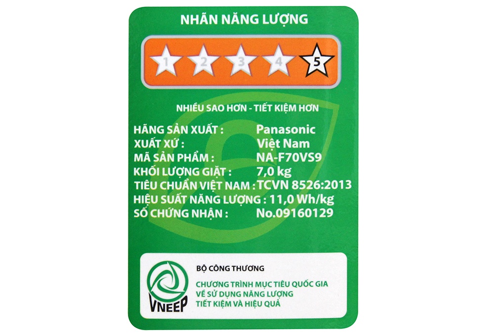 Máy giặt 7 Kg Panasonic NA-F70VS9GRV lồng đứng