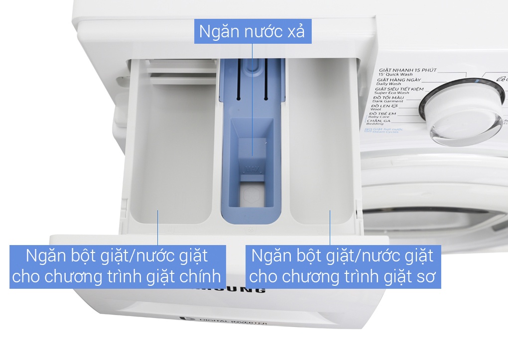 Máy giặt 7.5 Kg Samsung Addwash WW75K52E0WW/SV hơi nước