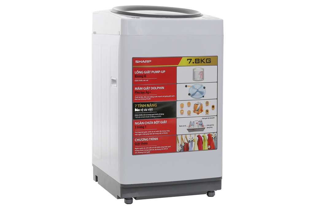 Máy giặt 7.8Kg Sharp ES-U78GV-H (màu xám)