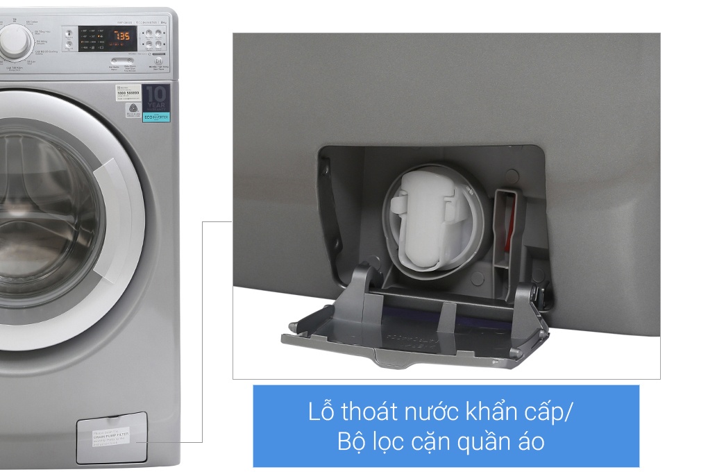 Máy giặt 8 Kg Electrolux EWF12853S Inverter (Xám bạc)
