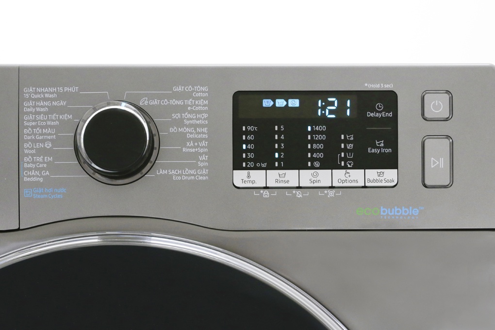 Máy giặt 8 Kg Samsung WW80J54E0BX/SV hơi nước