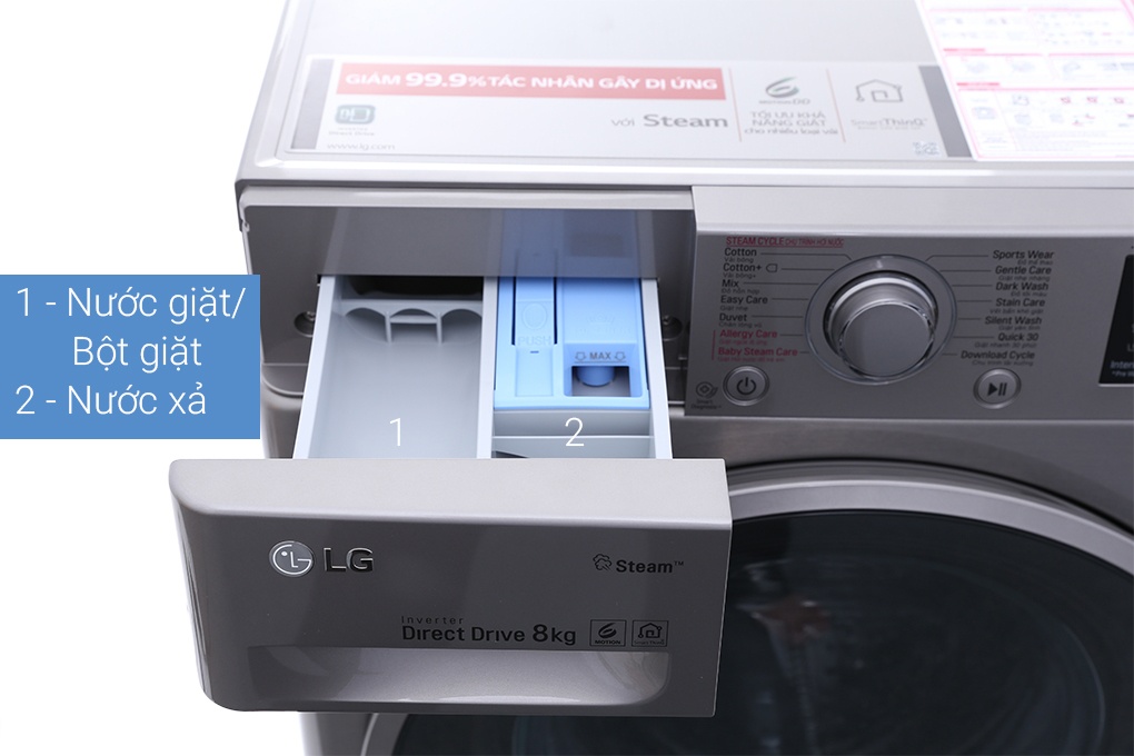 Máy giặt LG lồng ngang 8kg FC1408S3E Inverter Direct Drive