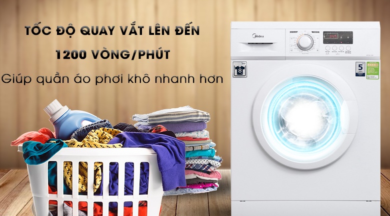 Máy giặt 8Kg Midea lồng ngang MFD80-1208