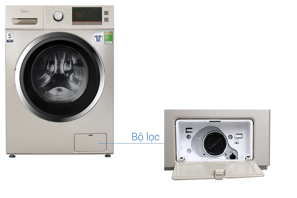 Máy giặt 9 kg Midea MFC90-D1401 Sấy 6kg Giặt nước nóng