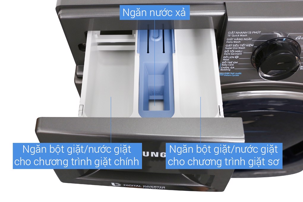 Máy giặt 9 Kg Samsung Addwash WW90K54E0UX/SV hơi nước