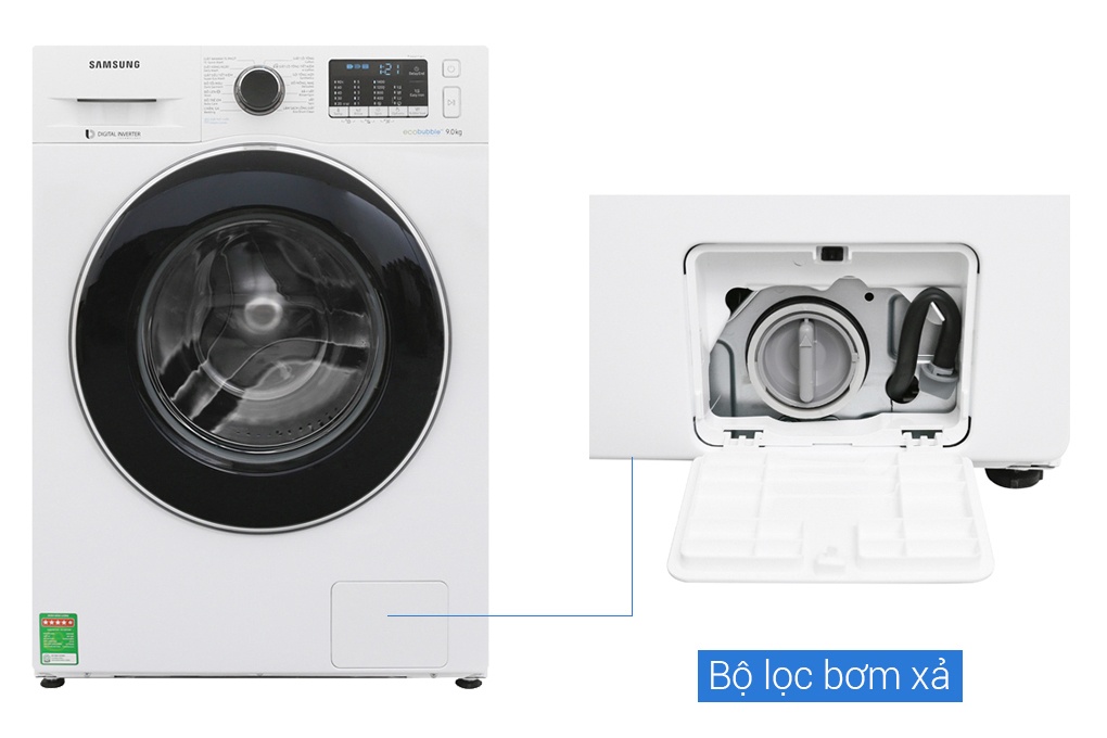 Máy giặt 9 Kg Samsung WW90J54E0BW/SV hơi nước