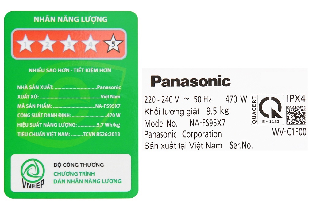 Máy giặt 9.5 Kg Panasonic NA-FS95X7LRV lồng đứng